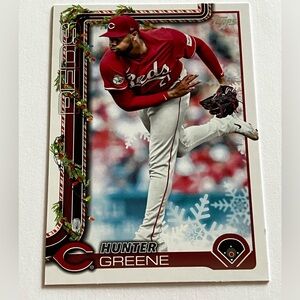 Topps 2025 Reds Hunter Greene H139 holiday card